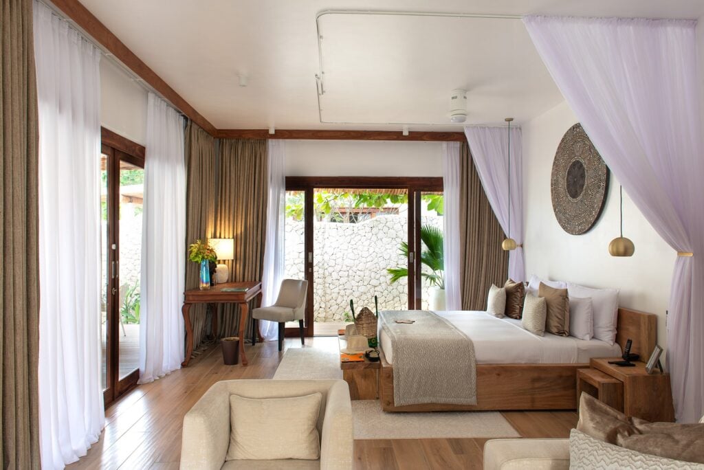 Une chambre de l'hôtel White Sand sur l'archipel de Zanzibar.