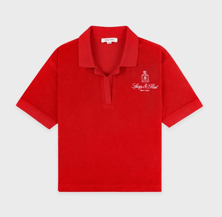 polo de tennis en coton rouge sporty & rich