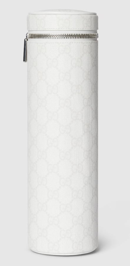 étui à balles de tennis en cuir blanc gucci