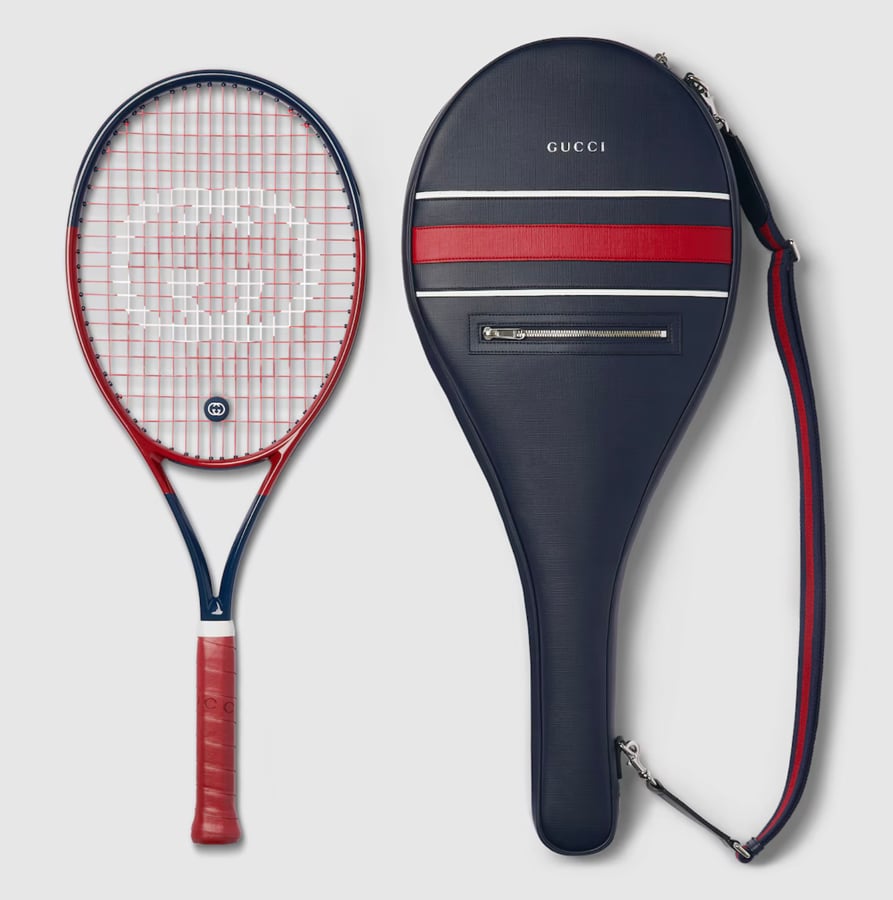 raquette de tennis et étui en cuir gucci